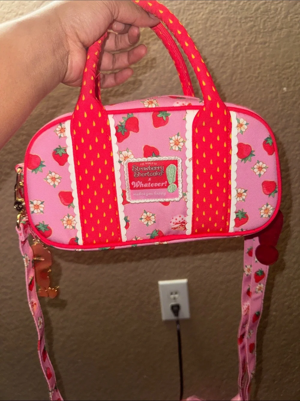 Women’s Pink Strawberry Shortcake Bow Crossbody Bag